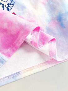 Maija Kids GARFIELD | SHEIN Maija Kids 两件套女童休闲圆领扎染卡通图案落肩宽松短袖T恤和骑行短裤套装，夏季扎染套装，女童夏季套装，女童夏季服装，女童夏季两件套，女童夏季套装，女童夏季套装，扎染套装 - 彩色 - 查看 9