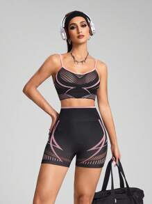 Innovista 无缝健身套装 运动 高支撑 速干 日常运动休闲 瑜伽 普拉提 HIIT 训练 骑行紧身裤 运动服 秋季结构化服装 文胸 提臀紧身短裤 舒适运动 深蹲防护 功能性网眼 透气 收腹 压缩 有氧运动 拳击 骑行 跑步 户外运动 健康 TT 病毒式 IG Reel Ready FYP INSTA OOTD - 粉色 - 查看 7