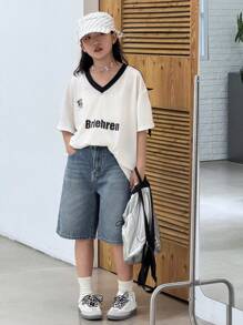 Dazy Kids Tween Girl' Denim Shorts, Fall,Back To School Clothes - Blue - View 3