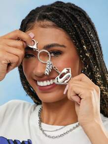 SUPERMAN X SHEIN Zinc Alloy Semi-3D Letter Logo Keychain Pendant Purse Charm