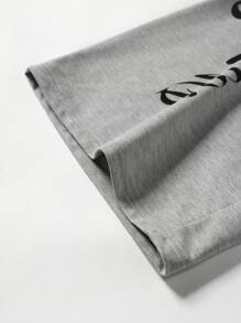 Manfinity EMRG Herren Lässig Buchstaben Muster Jogginghose, Junger Straßen-Stil Herren Graue Jogginghose Weite Graue Jogginghose mit Grafik-Aufdruck, Herren Buchstaben Muster Jogginghose