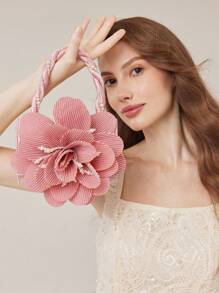 MOTF PREMIUM FAUX PEARL DETAIL STEREO FLORAL EVENING BAG