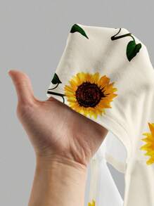 SHEIN EZwear Casual Minimalist Full-Print Sunflower Pattern Slim Fit Spaghetti Strap Maxi Dress, Suitable For Summer Suitable For Going Out Chic Dress - Multicolor - View 5