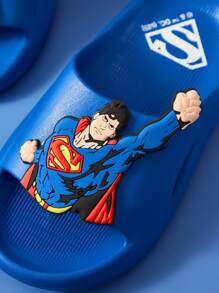 SUPERMAN X SHEIN Boys Blue Cartoon Slippers, EVA Material Lightweight Anti-Slip, Protect Toes, Water-Resistant, Suitable For Indoor, Shower Or Beach Use, For Toddlers & Children - Blue - View 6