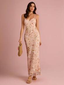 Enchnt Váy maxi cổ chữ V thêu hoa lấp lánh màu cam pastel lãng mạn mùa hè dành cho nữ, ngọt ngào và thanh lịch cho kỳ nghỉ, ngày lễ, ngày lễ, sinh nhật, tiệc tùng, lễ tốt nghiệp và khách dự tiệc cưới, bãi biển, váy dạ hội, váy mùa hè cho nữ, váy chống nắng cho nữ, quần áo mùa hè, trang phục mùa hè cho nữ, váy thanh lịch cho tiệc tùng, - trái cam - Xem 5