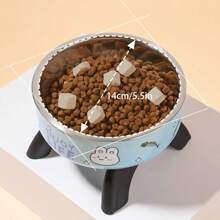 1pc Cute Pattern Raised Stainless Steel Pet Food Bowl, Anti-Spill, Anti-Slip, Suitable For Small Cats, Dogs And Small Pets To Drink And Eat - Multicolor - View 7