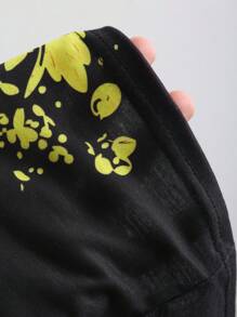 SHEIN Unity Women's Yellow Palm Tree Print Bandeau Top - Black - View 3