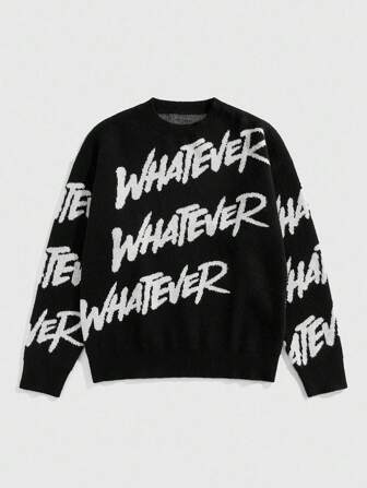 Street Life Men's Casual Daily Letter Pattern Crew Neck Long Sleeve Sweater