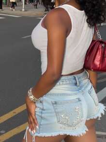 Débardeur moulant à côtes pour femme, coupe slim, pour le corps, tout-aller, polyvalent pour tous les jours, en été