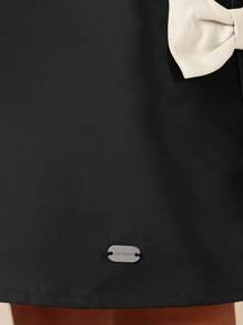 SUMWON Váy chữ A nơ lệch vai dự tiệc trang trọng dự tiệc cưới ngày lễ nhà thờ lễ phục sinh giáng sinh - màu đen - Xem 4