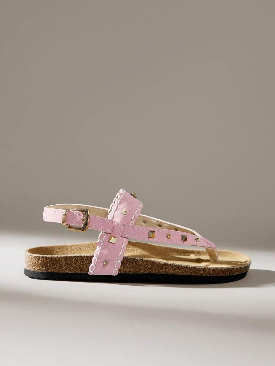 Solecia Dép quai hậu phong cách Bohemian bãi biển cổ điển màu nâu mới cho nữ có trang trí ngọc trai lớn, quai mắt cá chân cổ điển, thời trang sang trọng, đế dày đa năng, dép bệt thoải mái cho kỳ nghỉ - Màu Hồng baby - Xem 1