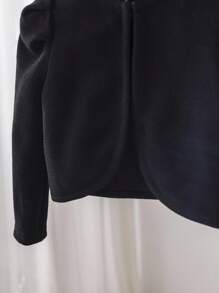 SHEIN 时尚女婴针织长袖短款夹克，黑色，百搭 - 黑色 - 查看 6