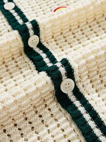 ROMWE MEN Casual Men's Contrast Color Trim Heart Embroidered Knit Sweater - White - View 5