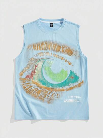 Street Life Men's Crew Neck Sleeveless Creative Pattern Casual Summer Top