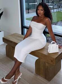 Alexandranx Đầm bodycon ống rắn Trang phục gợi cảm Trang phục gợi cảm Trang phục sinh nhật câu lạc bộ Ngày lễ tình nhân Tiệc độc thân Quần áo mùa xuân cho phụ nữ Buổi hòa nhạc Váy dài mùa hè Váy dạ hội Váy gợi cảm Váy ngày lễ tình nhân - trắng - Xem 1