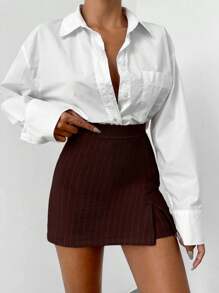 SHEIN Cottnline Women'S Slim-Fit Skort - Brown - View 3