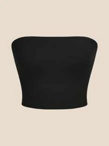 SHEIN Essnce 4 piezas de top corto de unicolor sexy: negro, blanco, azul, azul claro, top ajustado versátil y casual de verano para mujeres