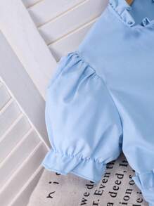 Tween Girl' Asymmetrical 3D Floral Puff Sleeve Sweet & Cute Summer Chiffon Shirt Dress