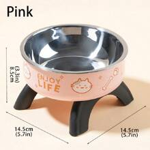 1pc Cute Pattern Raised Stainless Steel Pet Food Bowl, Anti-Spill, Anti-Slip, Suitable For Small Cats, Dogs And Small Pets To Drink And Eat - Multicolor - View 14