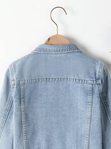Giacca di jeans per ragazze, giacca casual alla moda di tutti i giorni per esterni con fiocco floreale, design a cuore e lettera, con colletto a bavero, maniche lunghe in denim