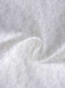 DreamSkyne Camisa elegante de manga corta con botones frontales y parches de encaje en tallas grandes - Blanco - Ver 3