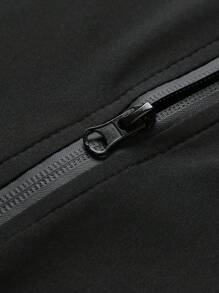 Manfinity Homme Men's Casual Street Style Letter & Geometric Print Zip-Up Hooded Jacket - Black - View 5