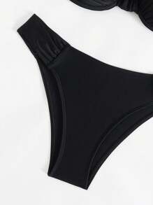 SHEIN Swim Calcinha Preta Sexy de Maiô Bikini Feminino, Sunga de Banho para Férias na Praia de Verão