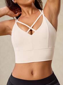 OutZeal Soutien-gorge de sport à bretelles croisées amovibles, doux et absorbant la transpiration, pour un impact faible, yoga et usage casual