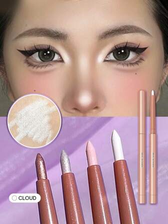 Fairy Wand Precision Highlighter Pencil-Cloud Matte Gel Highlighter Pencil Long Wear Brighten Eyes Silky Smooth Blendable White Cream Eyeliner Eye Make Up Y2K White Eyeliner Graduation Birthday Holiday Summer Fall Autumn Y2K Fancy Fashion Women Makeup Cosmetic Party Beach Travel Camping Outdoors School Campus Trip Festivals Decor Gift Present Rose Girl Cosplay Best Color Charm Vibe