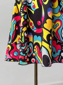 SHEIN Sweetro Plus Size Colorful Skull Print Suspender Dress - Multicolor - View 5