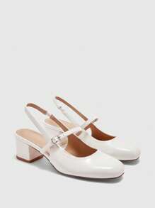 CUCCOO BIZCHIC CUCCOO Fashion Versatile Minimalist Backstrap High Heel Pumps - White - View 2