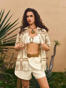 Swim Vcay Kimono de mujer con estampado floral suelto, manga corta, abierto por delante, para usar como cubierta casual en la playa o de vacaciones