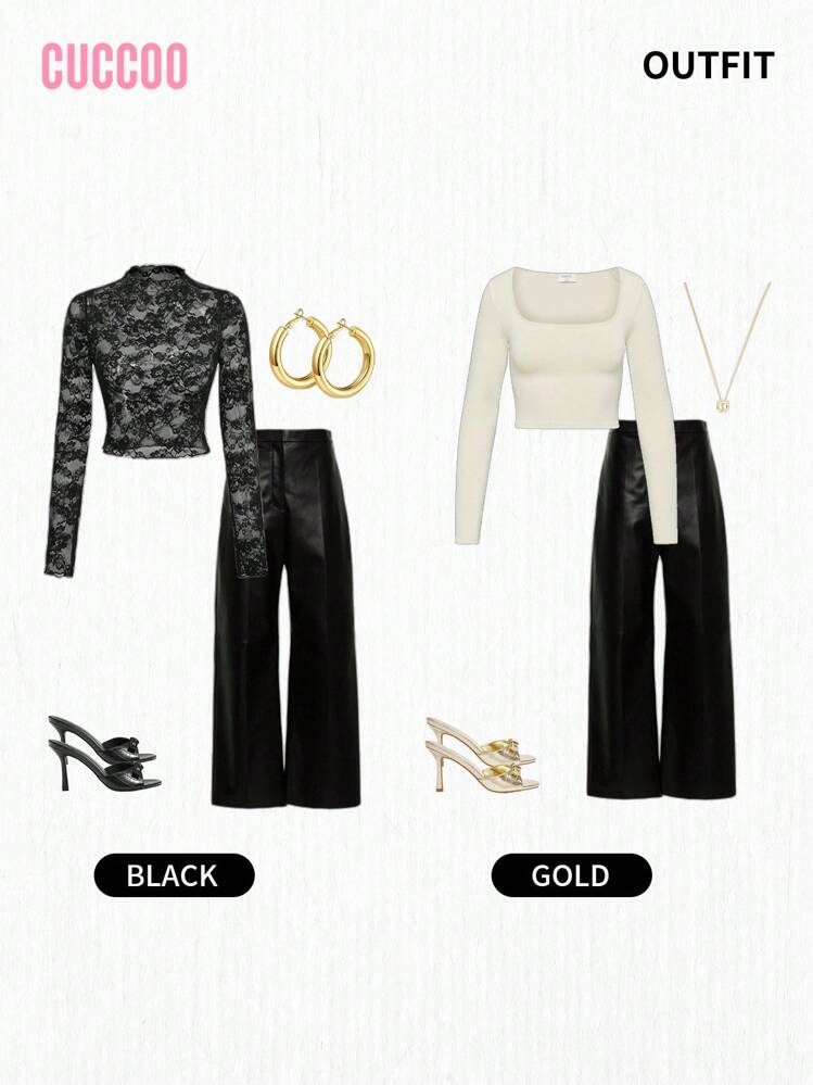 CUCCOO SZL Women Solid Color Chain Decor Fashion Versatile High Heel Sandals - Black - View 5