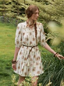 Florisole Women's Bohemian Holiday French Elegant Dress Colorblock Lace-Up Women's Cake Dress Summer Dress Bohemian Clothes Boho Dress Resort Wear Women Resort Wear Women Dresses For Women Summer Dresses