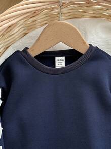Ensemble bébé fille pull à capuche à manches longues avec nœud papillon bleu marine et pantalon à taille élastique, automne/hiver