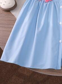 Tween Girl' Asymmetrical 3D Floral Puff Sleeve Sweet & Cute Summer Chiffon Shirt Dress
