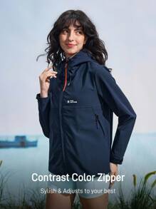 In My Nature Women's Casual Versatile Hooded Outdoor Jacket - Navy Blue - View 3