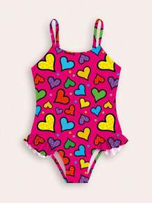 Nuevo traje de baño de una pieza con estampado de poni para niñas bebé de moda - Rosa - Ver 2