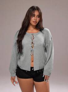 Rustia 1pc Women's Bowknot Cardigan Knitted Sweater, Autumn New Arrival