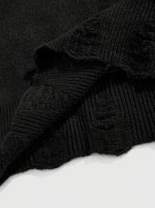 ROMWE MEN Goth 男士圆领长袖休闲做旧骷髅图案毛衣，万圣节