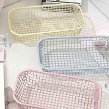 1/2 piezas de cesta de almacenamiento de hierro con estilo Ins de color crema, organizador de escritorio simple para maquillaje, almacenamiento de suministros de oficina, de regreso a la escuela, artículos de boda, decoraciones florales, cosas de casa, mesa, decoraciones para el hogar, organización y almacenamiento del hogar, decoración de habitación, decoración de dormitorio