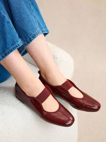 Rosivie Giày bệt mũi tròn màu đen mới cho nữ, giày ba lê thời trang bằng da đàn hồi, đế ngoài chống trượt thoải mái, thích hợp cho hoạt động ngoài trời, đi làm hàng ngày, giày bệt thường ngày mùa xuân/hè - Màu Đỏ Sâu - Xem 9