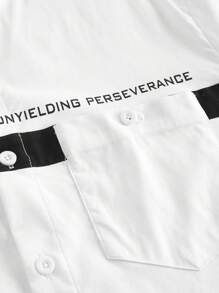 Manfinity VCAY Men's Casual Everyday Loose Fit Short Sleeve Woven Shirt - White - View 4