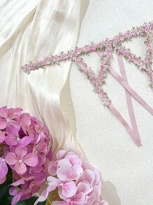 女士性感碎花细肩带开裆内裤 - 彩色 - 查看 6