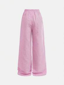 Pantalones anchos versátiles de cintura media, cómodos y minimalistas con decoración de botones para niñas preadolescentes