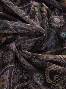 ROMWE Hippie Vestido corto de mujer con estampado paisley de volantes, encaje y cinta en estilo vintage hippie retro
