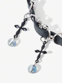 SHEIN ICON 朋克风格蝴蝶吊坠项链 - 黑色 - 查看 4