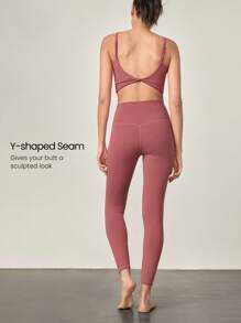 GLOWMODE 24英寸 FeatherFit™ 低冲击七分紧身裤，秋冬季 - 西瓜粉 - 查看 3