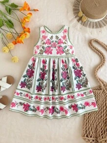 Travachic KIDS 年轻女孩可爱花卉图案无袖休闲夏装 - 彩色 - 查看 9