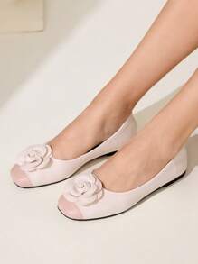 CUCCOO CHICEST Beige Popular Flower Design Comfortable Flat Shoes For Women For Christmas - Baby Pink - View 2